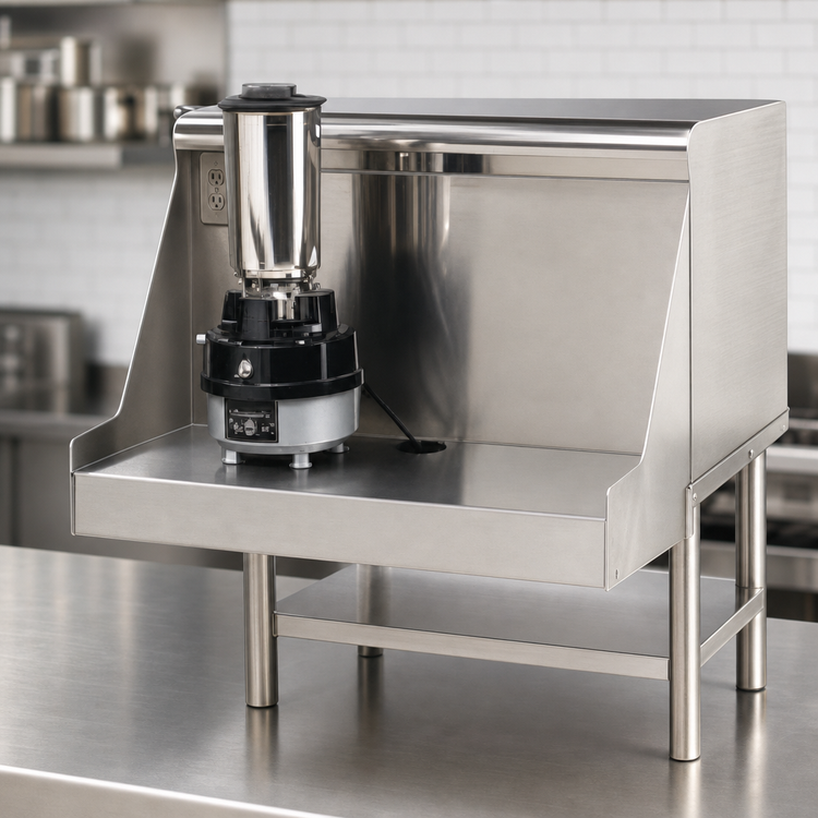 Product image #3 for Advance Tabco Prestige Signature Series 24-Inch x 10-Inch Stainless Steel Blender Shelf with 15A-120V Duplex Outlet