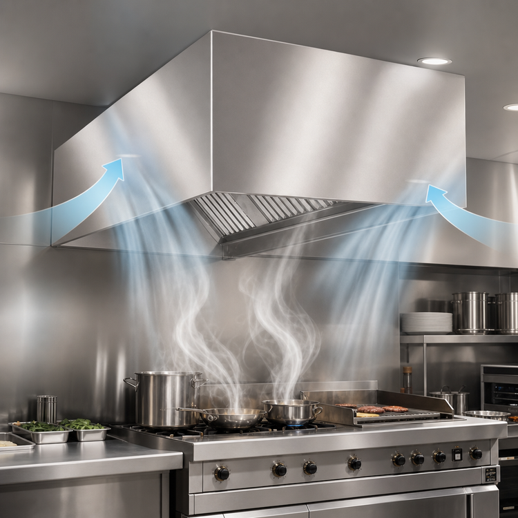 Product image #3 for SpecAir HEIA96-102 Wall Type Make-Up Air Compensating Exhaust Hood - 102"W x 51"D