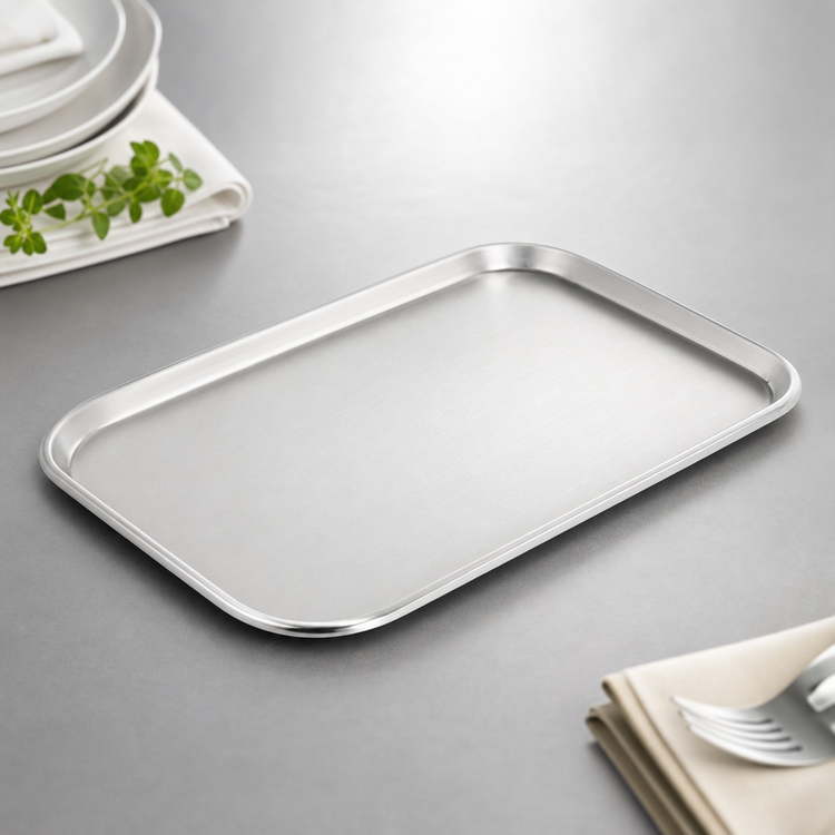 Product image #4 for Vollrath Oblong Satin-Finish Stainless Steel Serving and Display Tray, 13-5/8 x 9-3/4 x 5/8 Inch