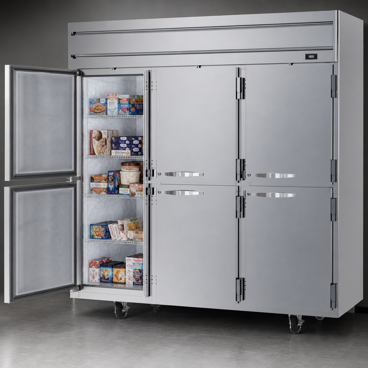 Product image #3 for Beverage-Air Horizon Series Three-Section Reach-In Freezer with Half Solid Doors, 69.1 Cu. Ft., Top-Mounted Self-Contained Refrigeration