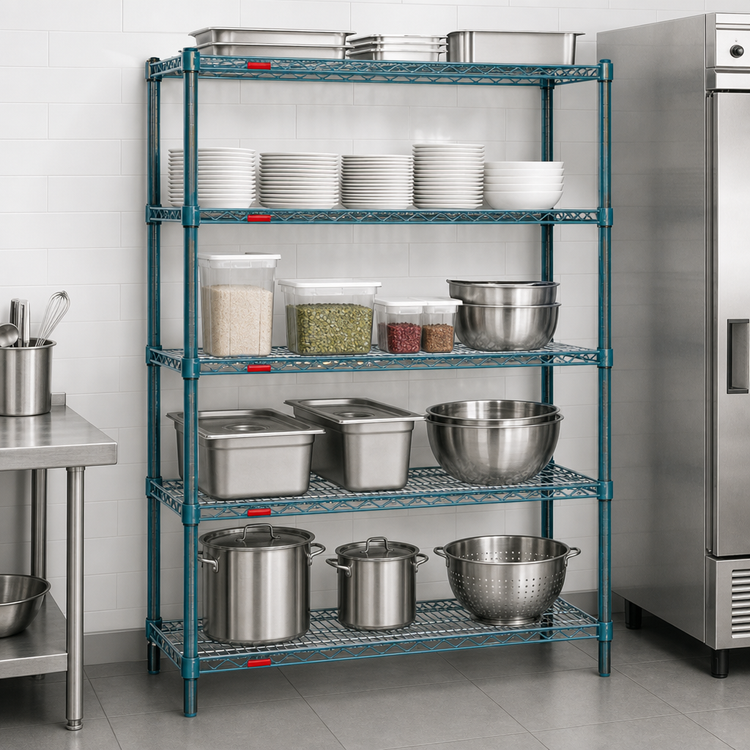 Product image #3 for EagleGard 5-Tier Wire Shelving Starter Unit, 42"W x 24"D x 74"H, Hybrid Epoxy Finish