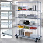 Thumbnail image #3 for Quantum MD1860CG47RE-5 Mobile Enclosure Cart, 60"W x 18"D x 81"H, 5 Shelves, Chrome-Plated Steel, Dolly Base with Casters