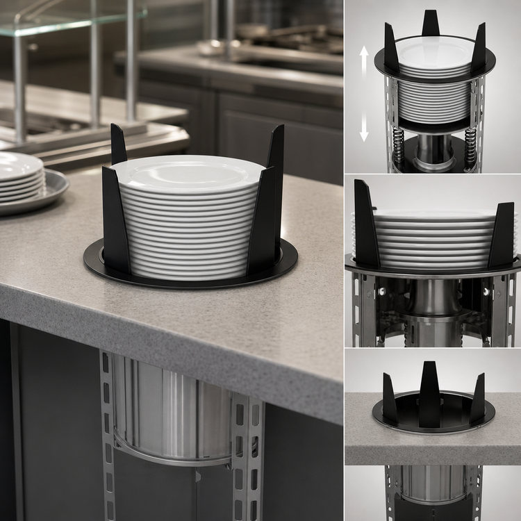 Product image #3 for Atlas Metal PDS-12 Stainless Steel Shielded Drop-In Unheated Plate Dispenser for 12-Inch Plates