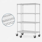 Thumbnail image #3 for Metro Super Erecta N556BC Chrome Wire Stem Caster Cart, 4 Shelves, 48 x 24 x 69 Inches, 600 lb Capacity