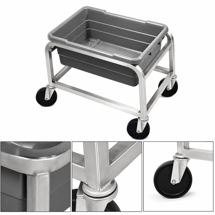 Product image #3 for Channel Manufacturing All-Welded Stainless Steel 1-Lug Top-Load Lug Rack with 5-Inch Swivel Stem Casters