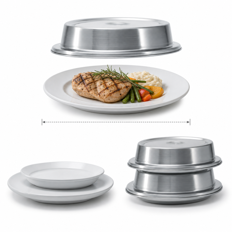 Product image #3 for Vollrath PLC-11 Round Custom Stainless Steel Plate Cover for 11-1/16" to 12" Plates