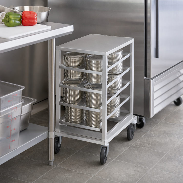 Product image #3 for Advance Tabco CRSS10-72 Low-Profile Mobile Stainless Steel Top Can Rack for #5 and #10 Cans