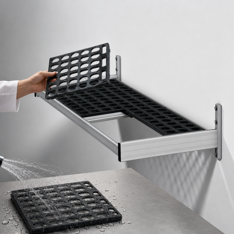 Product image #3 for Fermod Vented Wall-Mounted Shelf, 31"W x 14"D, Aluminum
