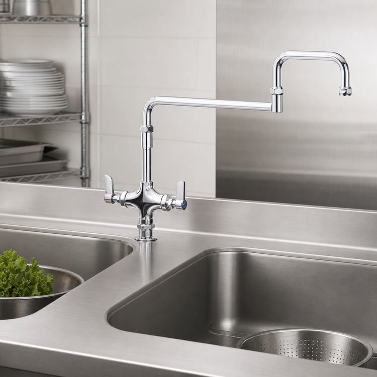 Product image #3 for Vulcan Double Pantry Deck-Mount Faucet with 18-Inch Double-Jointed Swivel Spout