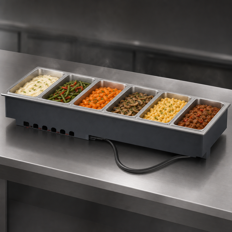 Product image #3 for Vollrath 6-Well Drop-In Electric Hot Food Well with Autofill and Manifold Drain