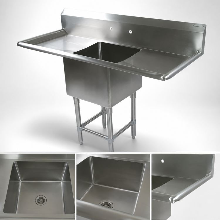 Product image #3 for John Boos Pro-Bowl 1-Compartment Drainboard Sink with Backsplash, 81-1/4 Inch Wide