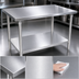 Thumbnail image #3 for John Boos Stallion 30 x 24 Inch 16 Gauge Stainless Steel Top Work Table with Safety Edge, Galvanized Legs, and Adjustable Undershelf