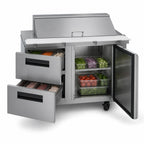 Thumbnail image #3 for Hoshizaki Steelheart SR48B-18MD2 48-Inch Mega Top Prep Refrigerator, 1 Door, 2 Drawers, 18 1/6-Size Pan Capacity
