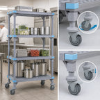 Thumbnail image #3 for Quantum Millenia QPM217274VS-4 72-Inch Mobile Polymer Shelving Starter Unit with 4 Open Grid Shelves, Gray