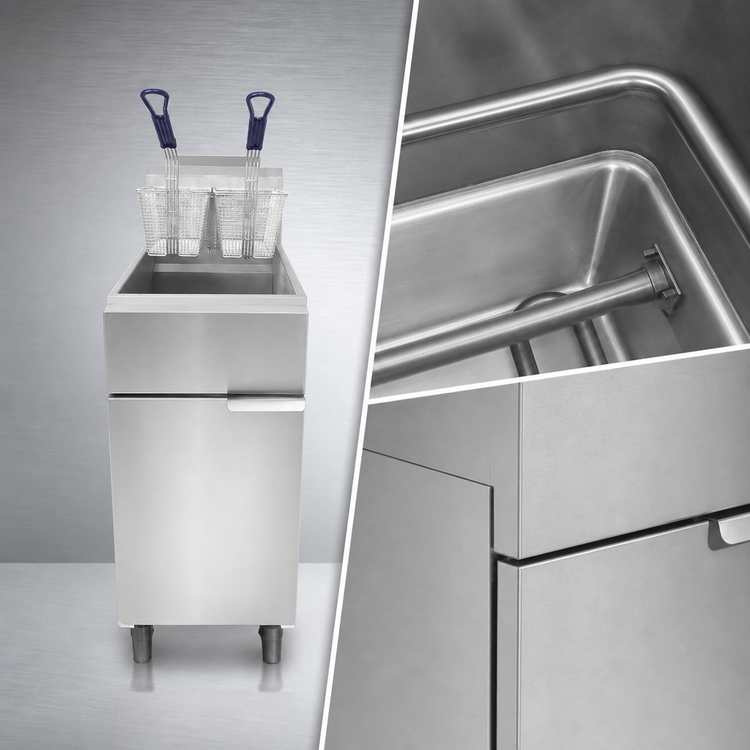 Product image #2 for Atosa CookRite ATFS-50ES-NG Heavy-Duty Range Match 50 lb Natural Gas Floor Deep Fryer, 4 Burners