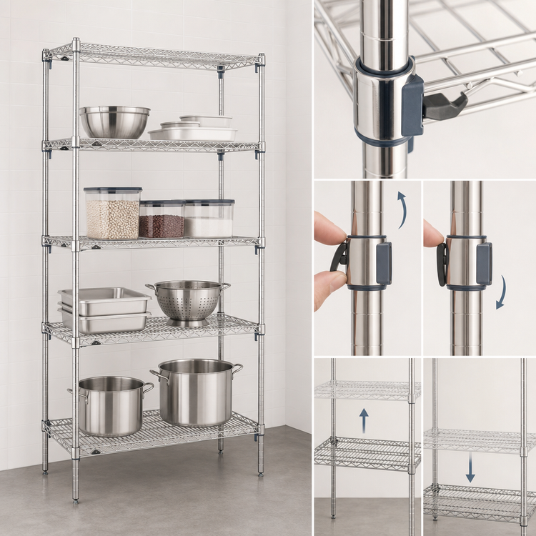 Product image #3 for Metro Super Erecta Super Adjustable Chrome-Plated Wire Starter Shelving Unit, 24 x 18 x 74 Inches, 5 Shelves