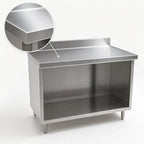 Thumbnail image #3 for Eagle Group Spec-Master OB2436SEM Open-Front Stainless Steel Work Table Cabinet, Marine Edge, 36W x 24D, 14-Gauge 304 Top