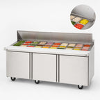 Thumbnail image #3 for Delfield Mega Top 4472NP-24M Three-Section Sandwich/Salad Prep Refrigerator, 72-Inch, 3-Door, 24 Sixth-Size Pan Capacity