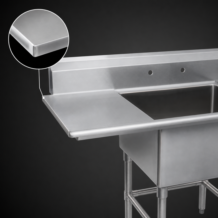 Product image #3 for Eagle Group Spec-Master FN Series 14-Gauge Stainless Steel 1-Compartment Commercial Sink with 36-Inch Left Drainboard, 55-1/2 Inch Wide