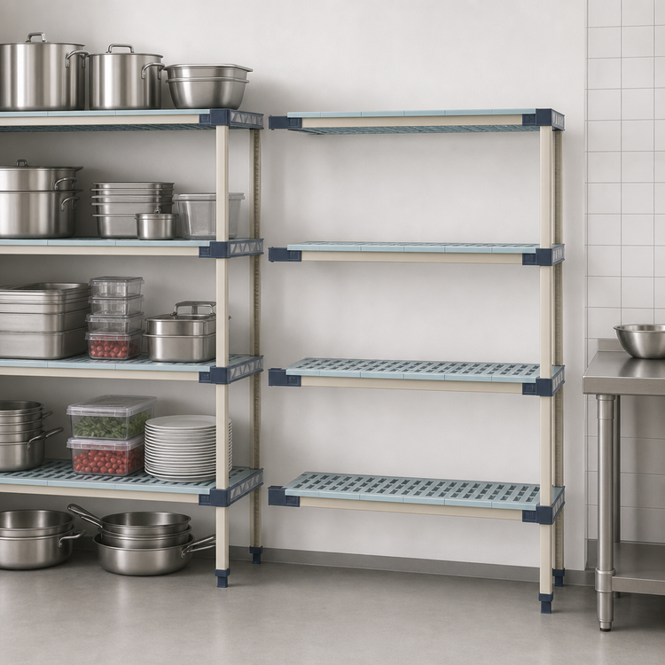 Product image #3 for MetroMax 4 Add-On All-Polymer Shelving Unit with 4 Shelves, 30"W x 21"D x 74"H