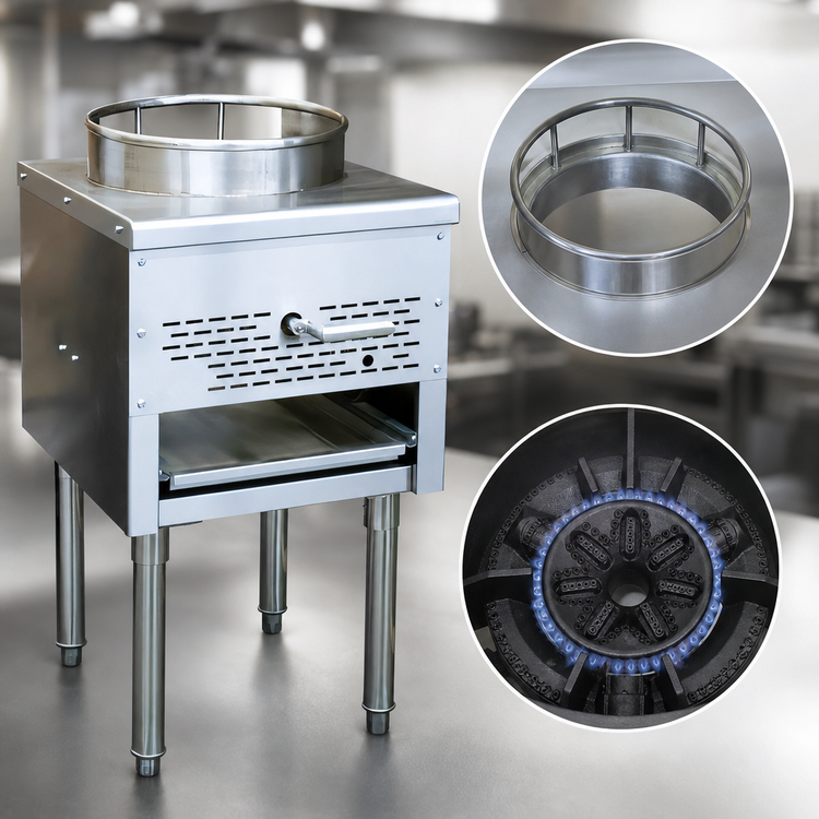 Product image #3 for Omcan USA Single Bowl Liquid Propane Wok Range with 13-Inch Wok Ring and 95,000 BTU Jet Burner