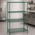 Thumbnail image #3 for Quantum Stationary 4-Shelf Wire Shelving Starter Kit, 48 x 36 x 74 Inches, Green Epoxy Antimicrobial Finish