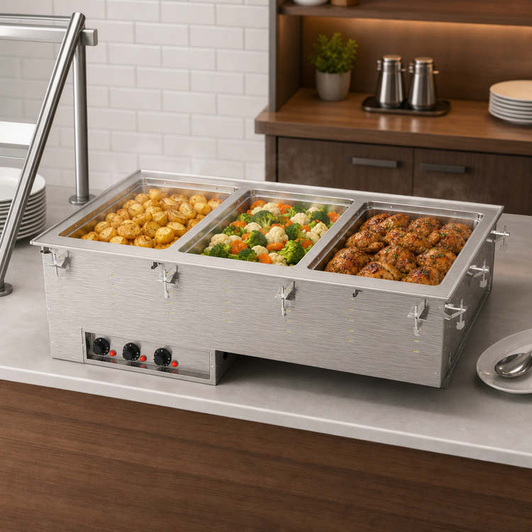 Product image #3 for Vollrath Three-Well Drop-In Electric Hot Food Well with Auto-Fill, 208V, Infinite Controls, 3 Full-Size Pan Capacity
