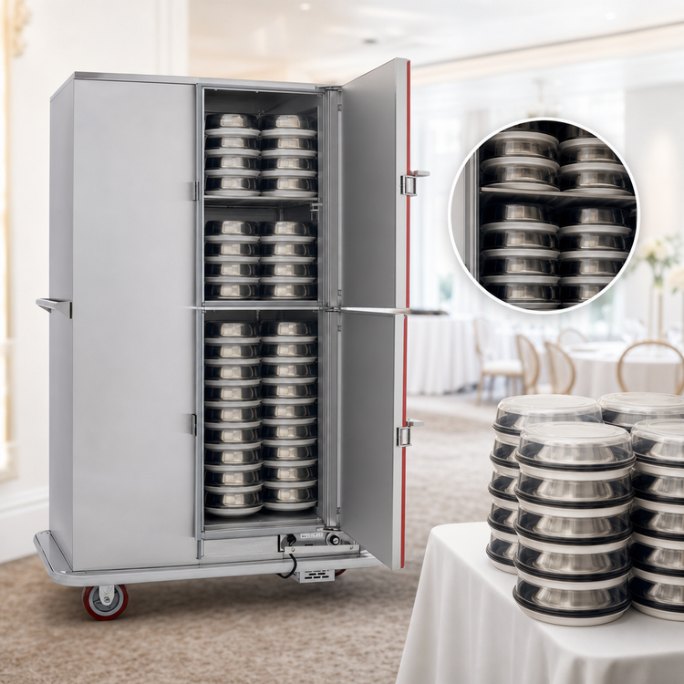 Product image #3 for Classic Carter Mobile Insulated Electric Banquet Holding Cabinet with Dutch Door, 200 Covered Plate Capacity