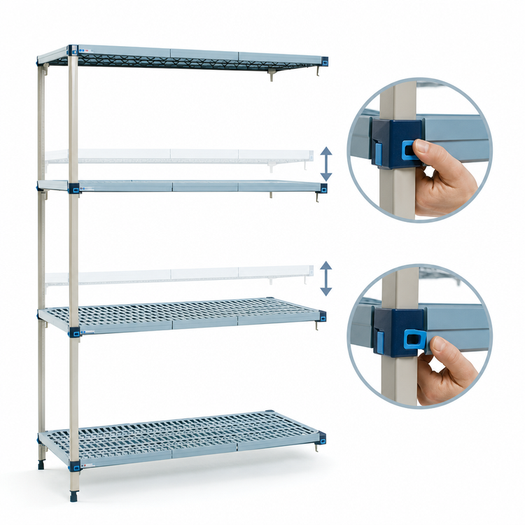 Product image #3 for MetroMax Q 4-Shelf Add-On Polymer/Wire Shelving Unit, 30W x 24D x 63H