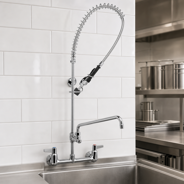 Product image #3 for equip 8-Inch Wall Mount Low-Flow Pre-Rinse Unit with 12-Inch Swing Nozzle Add-On Faucet