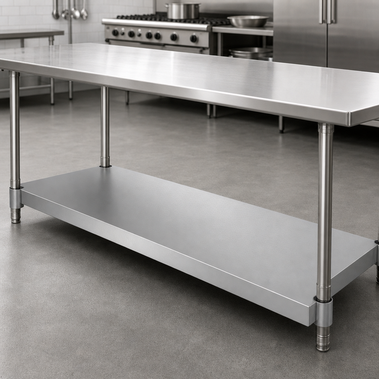 Product image #3 for BK Resources 84" x 30" 18-Gauge 304 Stainless Steel Undershelf for Work Table