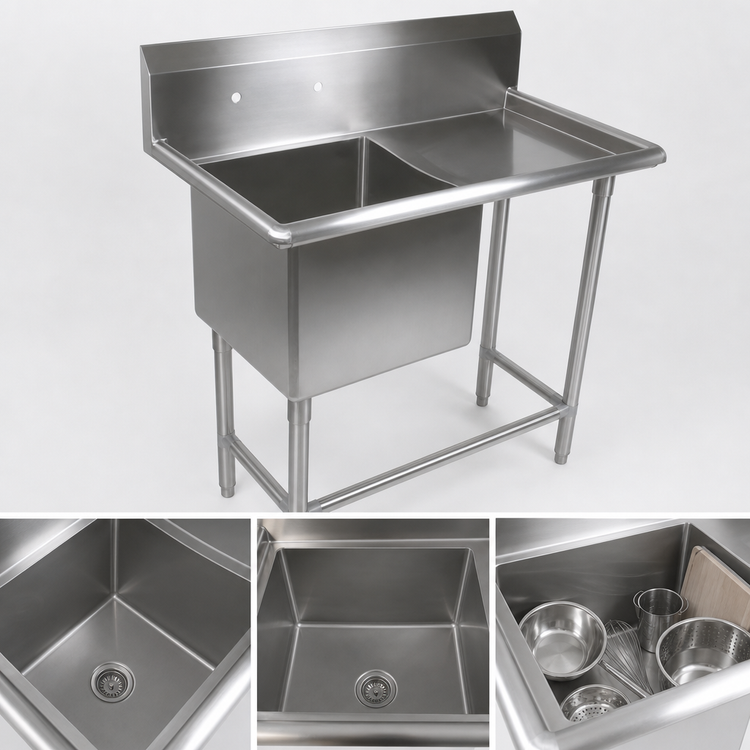 Product image #3 for John Boos Pro-Bowl 1-Compartment Stainless Steel Sink with Right Drainboard, 40-3/16 x 23-1/2 Inches