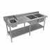 Thumbnail image #3 for 84-Inch x 30-Inch 304 Stainless Steel Sink Work Table with Right-Side Prep Sink and Hand Sink