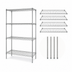 Thumbnail image #3 for Quantum 4-Shelf Stationary Wire Shelving Starter Kit, 54 x 18 x 63 Inches, 304 Stainless Steel