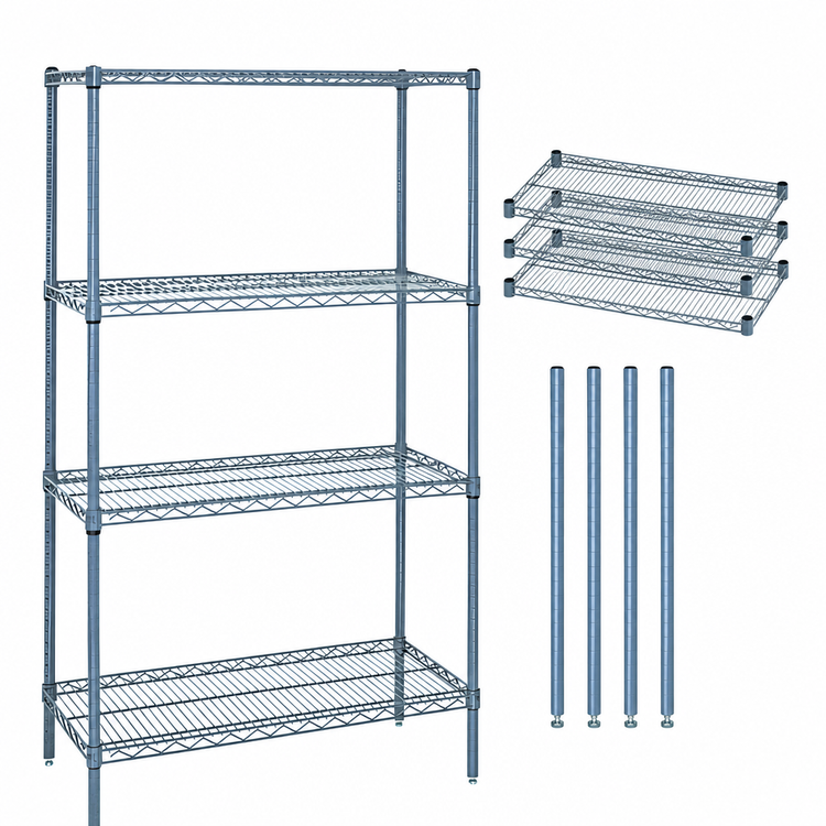 Product image #3 for Quantum 54 x 21 x 54 Inch Wire Shelving Starter Kit, Gray Epoxy Antimicrobial Finish