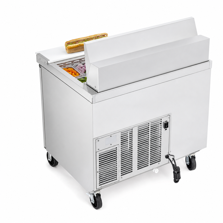 Product image #4 for Migali Competitor Series® Single-Section Refrigerated Sandwich Prep Table, 36.3 In. W, 10-Pan, 2-Door, Stainless Steel
