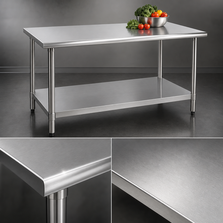 Product image #3 for Eagle Deluxe Series 48" x 36" 16-Gauge 300 Series Stainless Steel Top Work Table with Adjustable Galvanized Undershelf
