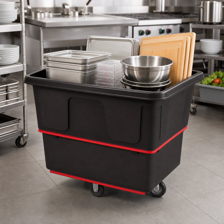Product image #3 for Rubbermaid Commercial Products Mobile Open-Top Utility Truck, 12 Cu. Ft., 800 lb. Capacity, Black