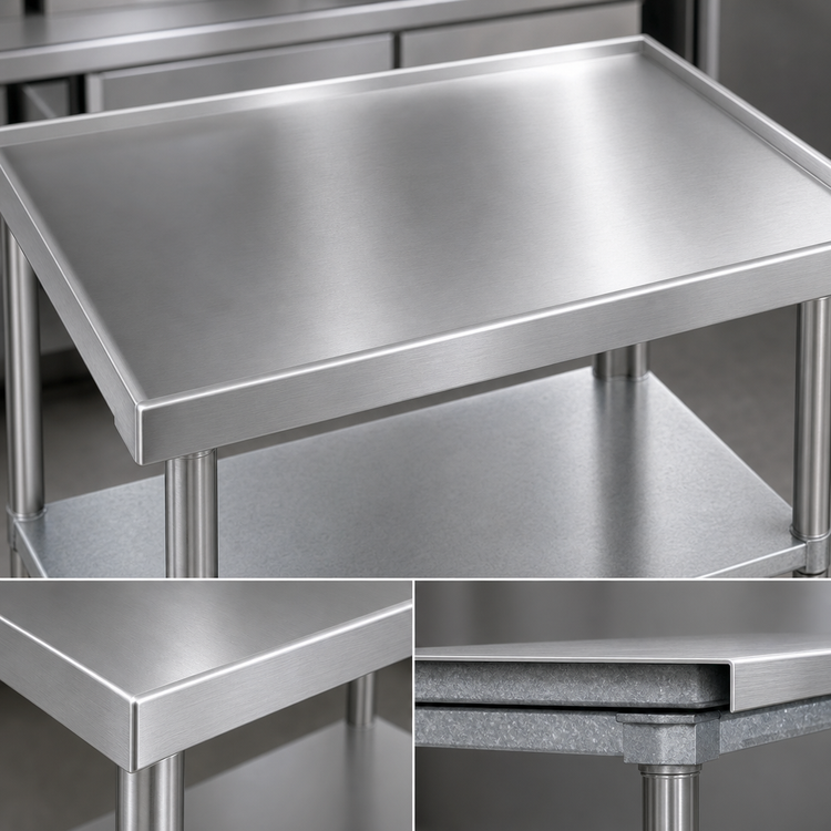 Product image #3 for Advance Tabco 24-Inch x 24-Inch Open Base Equipment Stand with 304 Stainless Steel Top and Galvanized Undershelf