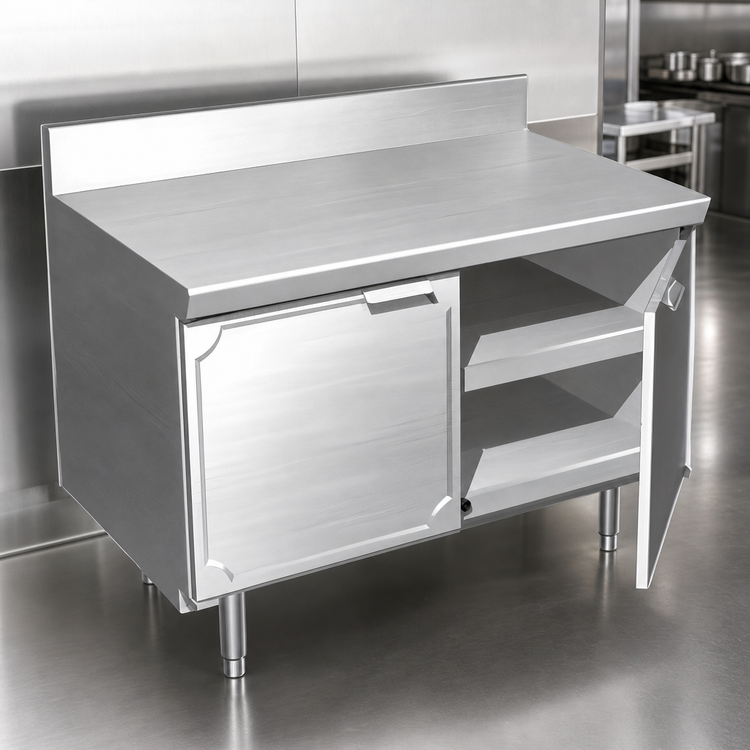 Product image #3 for La Rosa 48-Inch Stainless Steel Utility Stand Cabinet Base with Hinged Doors, 28-Inch Deep