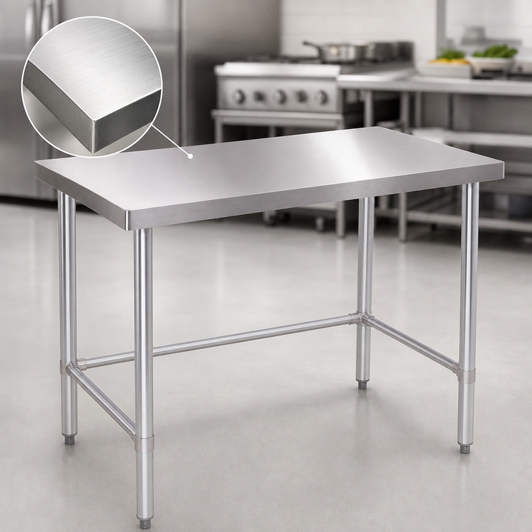 Product image #3 for Klinger's Trading 30 x 18 Inch 18-Gauge Stainless Steel Open Base Work Table