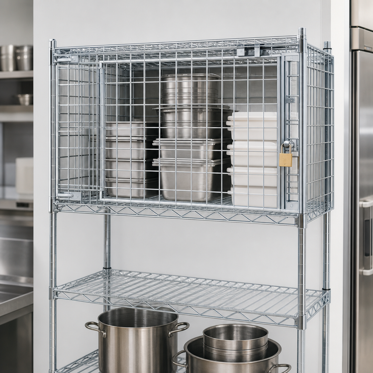 Product image #3 for 48-Inch W x 18-Inch D Wire Shelving Security Enclosure Kit, Flip-Up Door, EAGLEbrite Zinc Finish