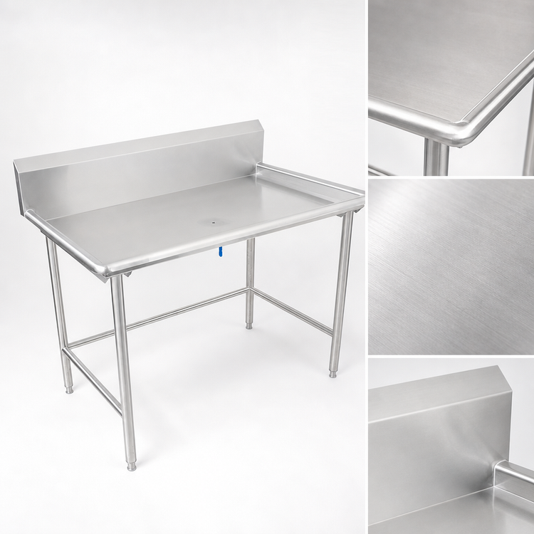 Product image #3 for John Boos 72-7/8-Inch Stainless Steel Dish Sorting Table with 10-Inch Backsplash and Rolled Edge