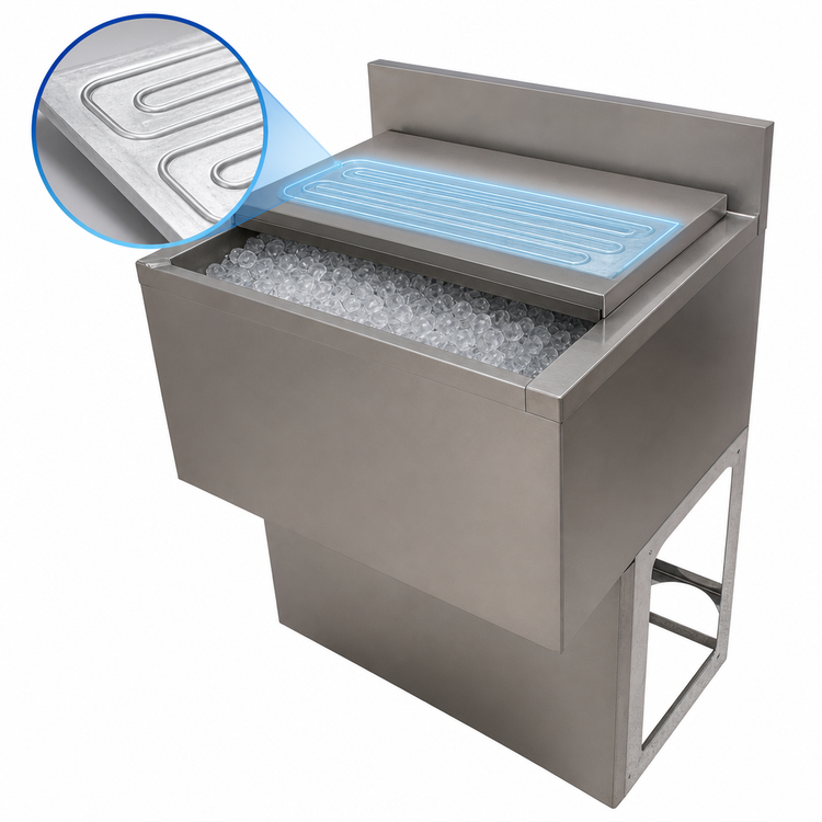 Product image #4 for BK Resources 36-Inch Underbar Stainless Steel Ice Bin with 10-Circuit Cold Plate, 100 lb Capacity