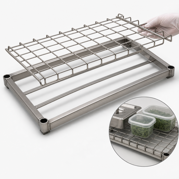 Product image #3 for Eagle Group Stainless Steel Dunnage Shelf with Removable Wire Mat, 48 x 18 Inches