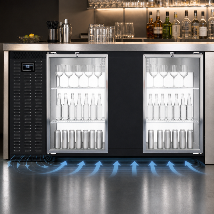 Product image #3 for Continental Refrigerator BB69NGDPT 69" Four-Glass Door Pass-Thru Refrigerated Back Bar Cooler