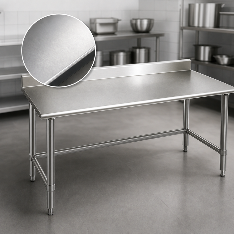 Product image #3 for Eagle Spec-Master 144-Inch x 36-Inch Stainless Steel Work Table with 4-1/2-Inch Backsplash and Tubular Base