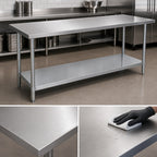 Thumbnail image #3 for Duke Manufacturing 316-2430 Stainless Steel Work Table, 16-Gauge 300 Series Top, Galvanized Undershelf, 30 x 24 x 36 Inches