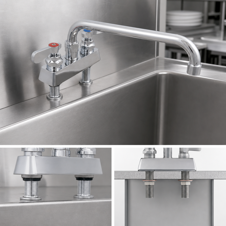 Product image #3 for Heavy Duty Deck Mount Manual Faucet with 12-Inch Swing Spout, 4-Inch Centers, and Lead-Free Design