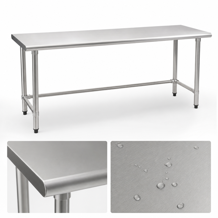 Product image #3 for BlendPort® Deluxe Series 72-Inch W x 24-Inch D Flat-Top Stainless Steel Work Table with Tubular Base